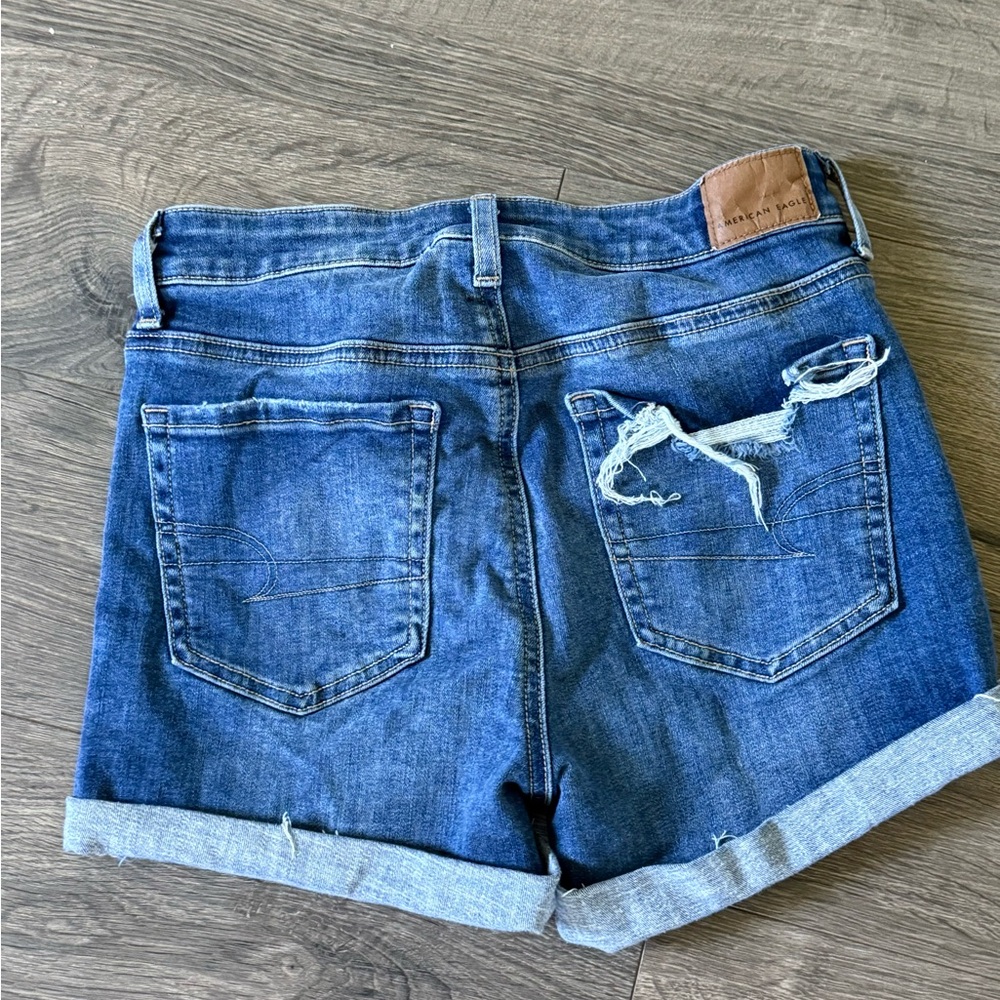 American Eagle Outfitters Blue Distressed Jean Shorts